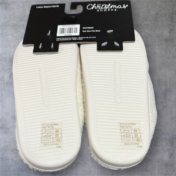 Cream Slippers with Pink Smiley Face - NWT - Picture 2 of 3